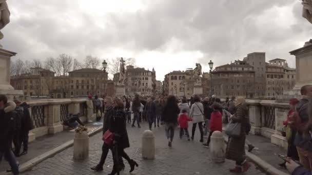 Roma Italia Febrero 2019 Una Mirada Puente Sant Angelo Poblado — Vídeos de Stock