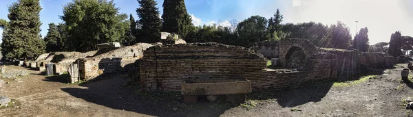 Archaeological Excavations Ostia Antica Panorama Necropolis Ancient Roman Sarcophagus Center — Stock Photo, Image