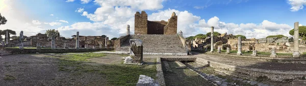 Панорама Археологічних Розкопок Остія Антика Capitolium Оточенні Руїни Стовпці Залишки — стокове фото