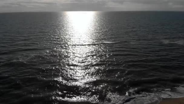 Oceanic Shoreline Hit Sunbeams — Stock Video