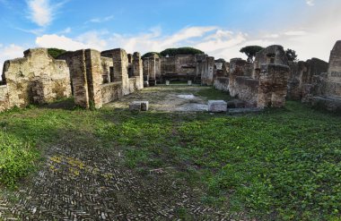 Ostia Antik Roma arkeolojik Kazıları manzara