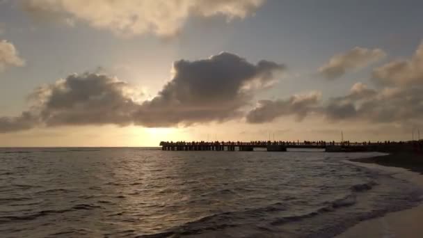 Bellissimo Tramonto Sulla Costa Romana Ostia Lido Vista Sul Molo — Video Stock