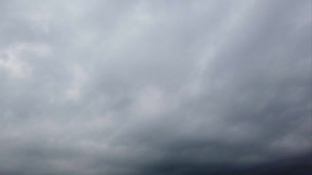 님보스트라투스 구름이 공중에서 빠르게 흐르는 연기가 자욱한 하늘의 경외심 — 비디오