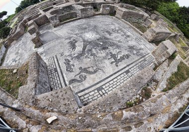 Ostia Ant'teki Roma İmparatorluğu kazı kalıntılarında panoramik manzara