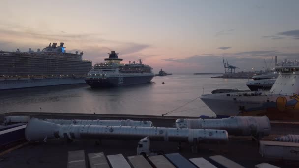 Civitavecchia Italy September 2019 Beautiful Sunset Civitavecchia Harbor Rome Night — Stock Video