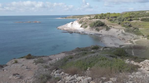 Sardunya Nın Panoramik Manzarası Talya Nın Vahşi Doğası Sahil Şeridi — Stok video