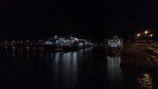 Civitavecchia Settembre 2019 Molo Con Luci Notturne Nel Porto Civitavecchia — Video Stock