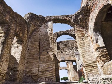 The beautiful ancient Roman architecture in the archaeological excavations of Ostia Antica, Rome Italy