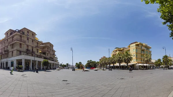 Immersive panorama in square at Ostia Lido in Rome with art nouv — Stock Photo, Image