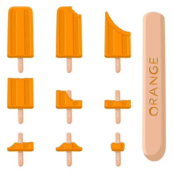 Векторна Ілюстрація Логотипу Натурального Апельсинового Морозива Паличці Візерунок Морозива Складається — стоковий вектор