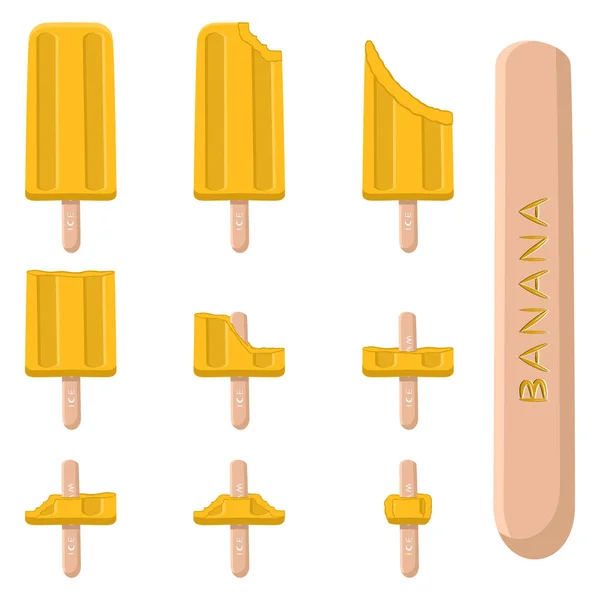 Векторна Ілюстрація Логотипу Натурального Бананового Морозива Паличці Візерунок Морозива Складається — стоковий вектор
