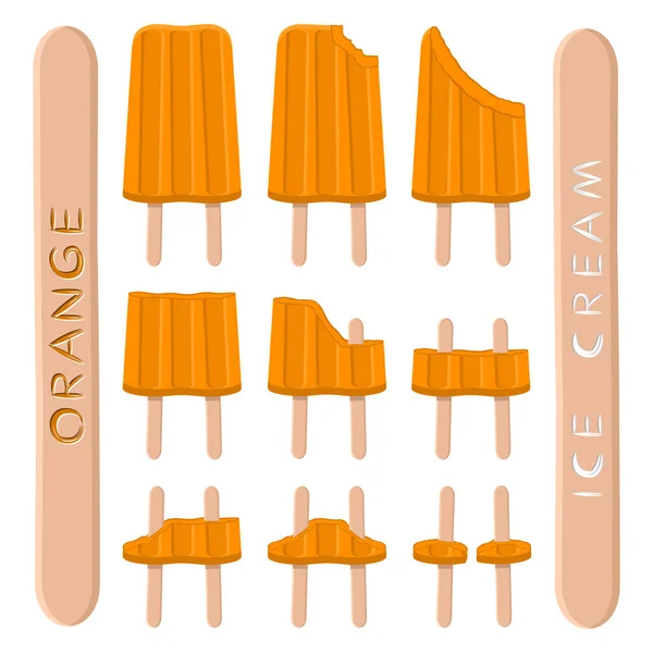 Vector Illustration Logo Natural Orange Ice Cream Stick Ice Cream — Stock Vector