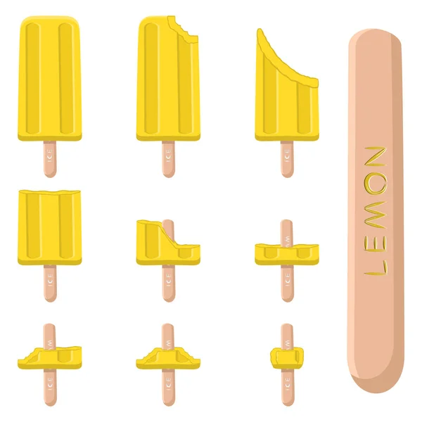 Векторна Ілюстрація Логотипу Натурального Лимонного Морозива Паличці Візерунок Морозива Складається — стоковий вектор