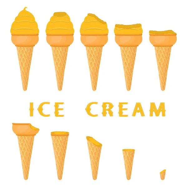 Vektorové Ilustrace Pro Přírodní Banánová Zmrzlina Oplatkovém Kornoutku Ice Cream — Stockový vektor