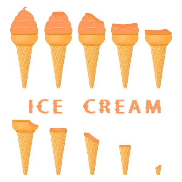 Vektorové Ilustrace Pro Přírodní Grapefruitové Zmrzliny Vafle Kužel Ice Cream — Stockový vektor