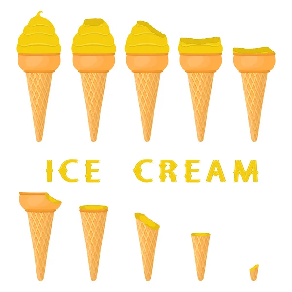 Vektorové Ilustrace Pro Přírodní Hruška Zmrzlina Oplatkovém Kornoutku Ice Cream — Stockový vektor