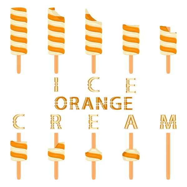 Vektorové Ilustrace Logo Pro Přírodní Pomerančové Zmrzliny Tyčce Ice Cream — Stockový vektor