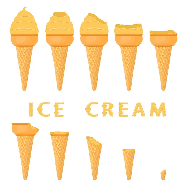 Vektorové Ilustrace Pro Přirozené Mučenka Zmrzliny Vafle Kužel Ice Cream — Stockový vektor