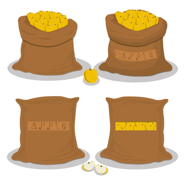 Logo Ilustrasi Ikon Vektor Untuk Tas Diisi Dengan Apel Kuning - Stok Vektor