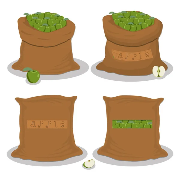 Icône Vectorielle Illustration Logo Pour Sacs Remplis Fruits Pomme Verte — Image vectorielle