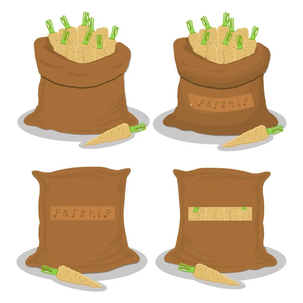 Logo Illustration Vectorielle Pour Sacs Remplis Panais Légumes Stockage Dans — Image vectorielle