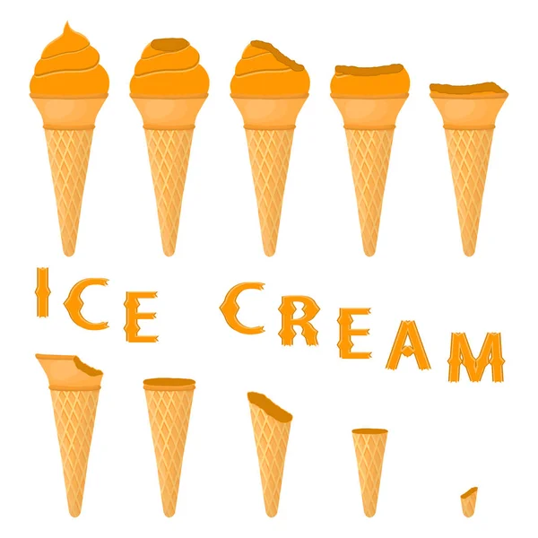 Vektorové Ilustrace Pro Přirozené Tomel Zmrzliny Vafle Kužel Ice Cream — Stockový vektor