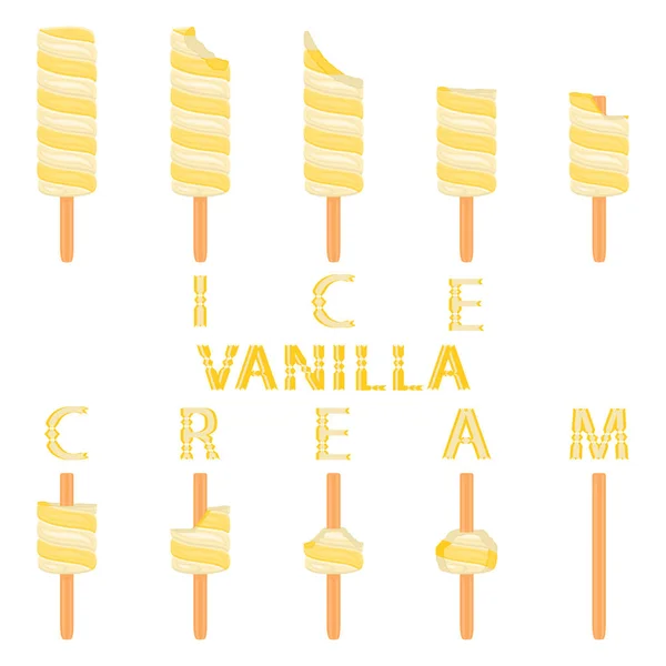 Vector Illustration Logo Natural Vanilla Ice Cream Stick Ice Cream — Stock Vector
