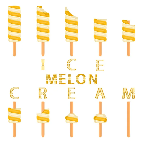 Vektorové Ilustrace Logo Pro Přirozené Meloun Zmrzliny Tyčce Ice Cream — Stockový vektor