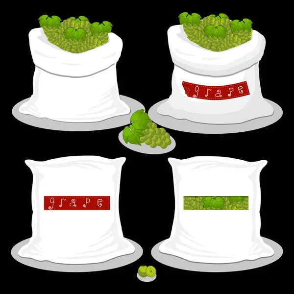 Icône Vectorielle Illustration Logo Pour Sacs Remplis Grappe Raisin Vert — Image vectorielle