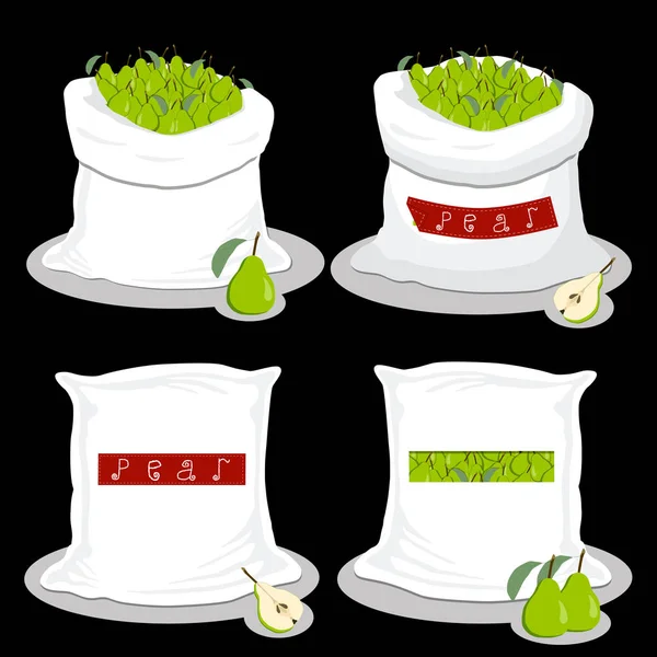 Illustration Icône Vectorielle Logo Pour Sacs Remplis Poire Verte Aux — Image vectorielle