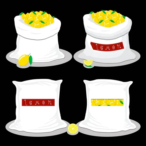 Ícone Vetor Logotipo Ilustração Para Sacos Cheios Limão Amarelo Citrino —  Vetores de Stock