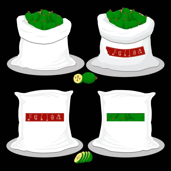 Icône Vectorielle Illustration Logo Pour Sacs Remplis Fruits Feijoa Vert — Image vectorielle