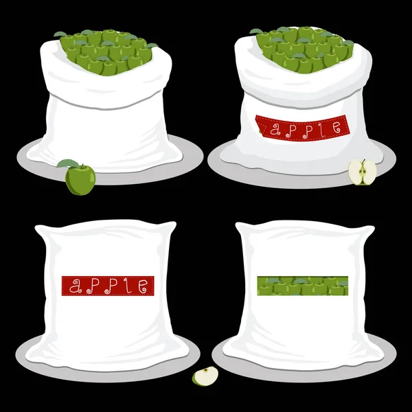 Ícone Vetor Logotipo Ilustração Para Sacos Cheios Maçã Verde Fruta — Vetor de Stock