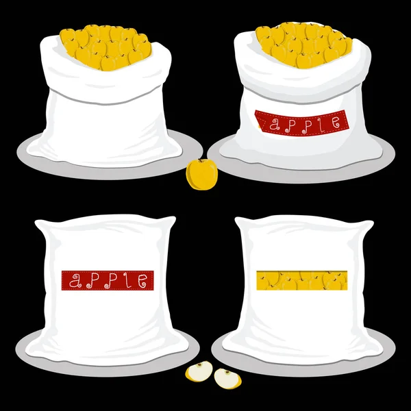Διανυσματικά Εικονογράφηση Εικόνα Λογότυπο Για Τσάντες Γεμάτες Κίτρινα Φρούτα Μήλο — Διανυσματικό Αρχείο