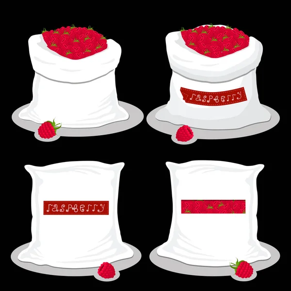 Illustration Vectorielle Logo Pour Sacs Remplis Framboise Rouge Baies Stockage — Image vectorielle