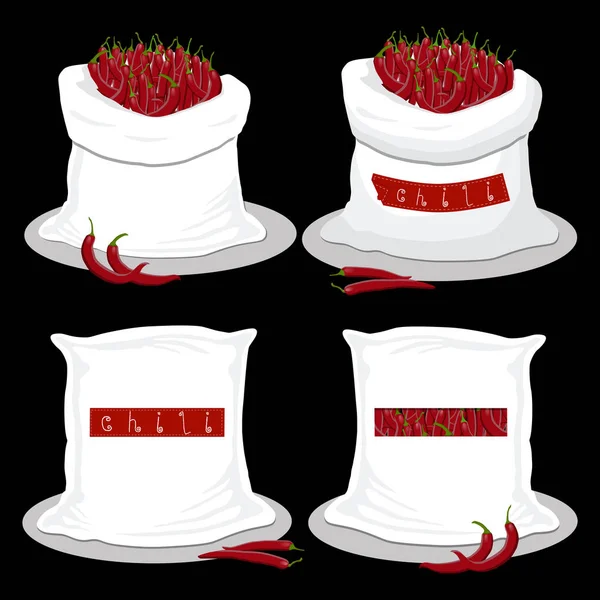 Illustration Vectorielle Pour Sacs Remplis Piment Rouge Végétal Stockage Sacs — Image vectorielle
