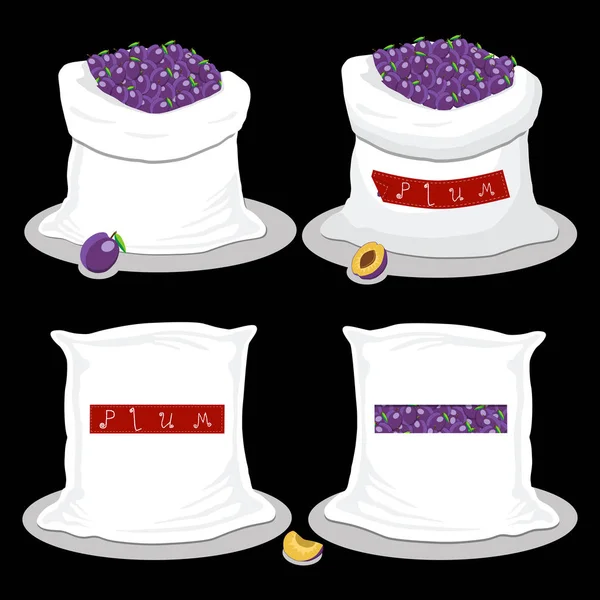 Ilustração Ícone Vetor Logotipo Para Sacos Cheios Ameixa Roxa Baga —  Vetores de Stock