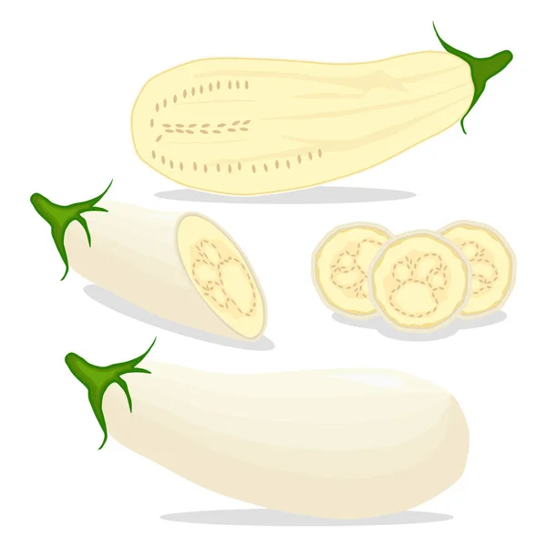 Logo Ilustrasi Ikon Vektor Untuk Seluruh Sayuran Matang Terong Putih - Stok Vektor