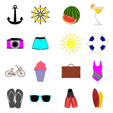 Düz renkli düğmeler üzerinde set simgeleri için vektör simge illüstrasyon logo. Simge desen işaret tasarım öğeleri mobil web apps ile oluşan. Koleksiyon modern Infographic piktogram, renkli simgeler.