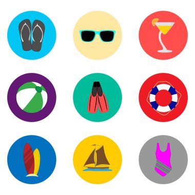 Düz renkli düğmeler üzerinde set simgeleri için vektör simge illüstrasyon logo. Simge desen işaret tasarım öğeleri mobil web apps ile oluşan. Koleksiyon modern Infographic piktogram, renkli simgeler.