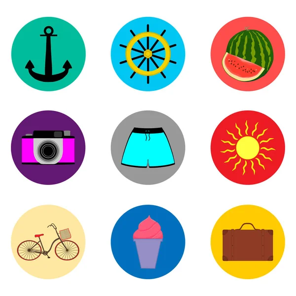 Logo Illustrazione Dell Icona Vettoriale Simboli Impostati Pulsanti Piatti Colorati — Vettoriale Stock