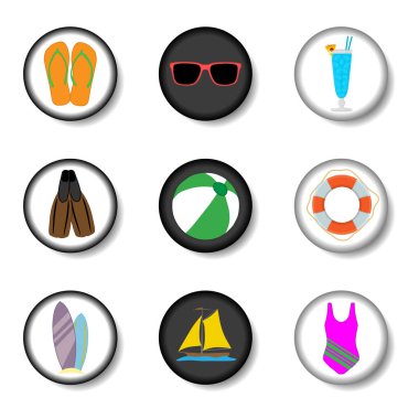 Düz renkli düğmeler üzerinde set simgeleri için vektör simge illüstrasyon logo. Simge desen işaret tasarım öğeleri mobil web apps ile oluşan. Koleksiyon modern Infographic piktogram, renkli simgeler.