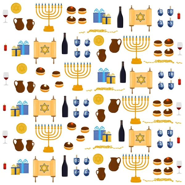 Ilustración Vectorial Para Hanukkah Gran Fiesta Judía Patrón Janucá Que — Vector de stock