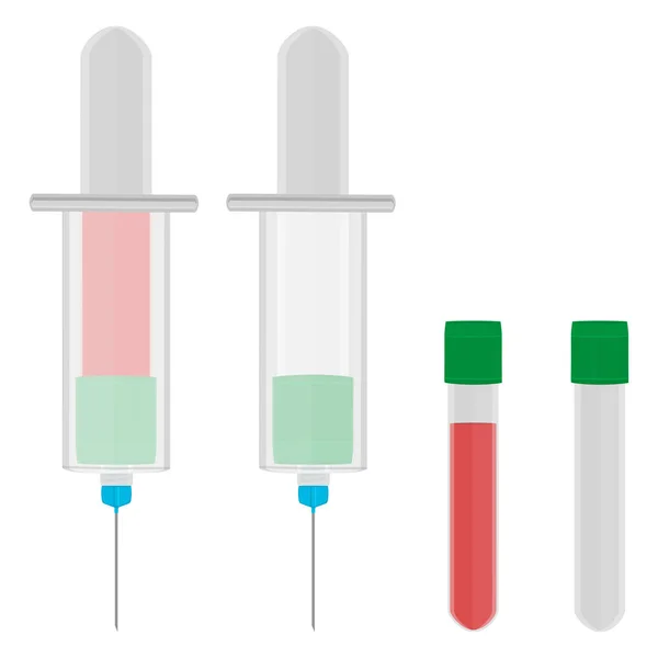 Illustratie Thema Grote Gekleurde Set Verschillende Soorten Injectiespuiten Naalden Voor — Stockvector