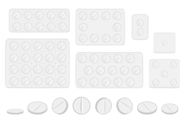 Illustration Sur Thème Grand Ensemble Coloré Différents Types Pilules Intérieur — Image vectorielle