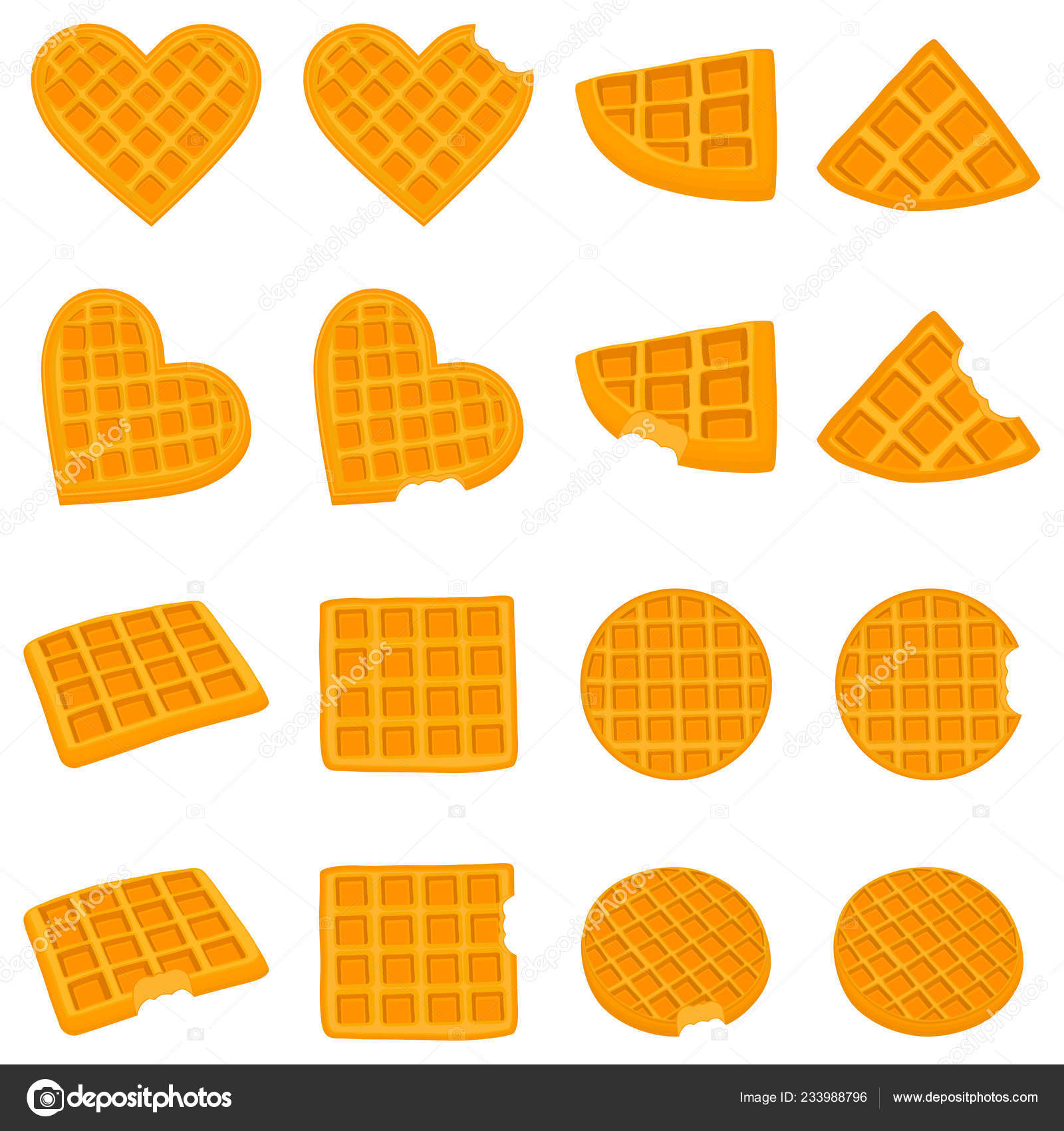 Vector Icon Illustration Logo Set Various Sweet Waffles Waffle Pattern Stock Vector C Oleg525