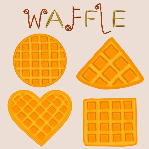 Vektör simge illüstrasyon logo için çeşitli tatlı waffle ayarlayın. Dilim farklı tatlı şekerleme oluşan desen gözleme, çikolata gofret. İçinde çikolata kaplı lezzetli Pastane gözleme ye