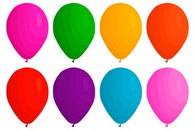 İllüstrasyon renkli tema büyük şişme Lastik balonlar, çeşitli boyut baloons farklı türleri ayarlayın. Koleksiyon aksesuar balon tatil kutlamak için oluşan balon. Balonlu sepet topu balon olarak.