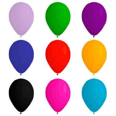 İllüstrasyon renkli tema büyük şişme Lastik balonlar, çeşitli boyutu balon farklı türleri ayarlayın. Koleksiyon aksesuar ballon tatil kutlamak için oluşan balon. Ballon top balon olarak.