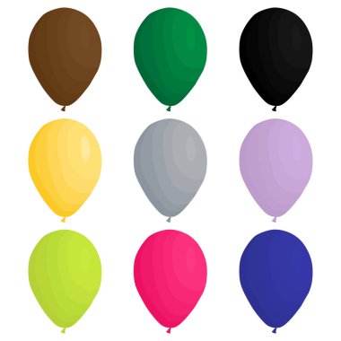 İllüstrasyon renkli tema büyük şişme Lastik balonlar, çeşitli boyutu balon farklı türleri ayarlayın. Koleksiyon aksesuar ballon tatil kutlamak için oluşan balon. Ballon top balon olarak.